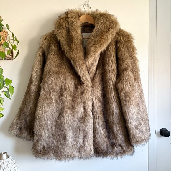 Abercrombie & Fitch Shawl Collar Faux Fur Coat - Picture 4 of 8